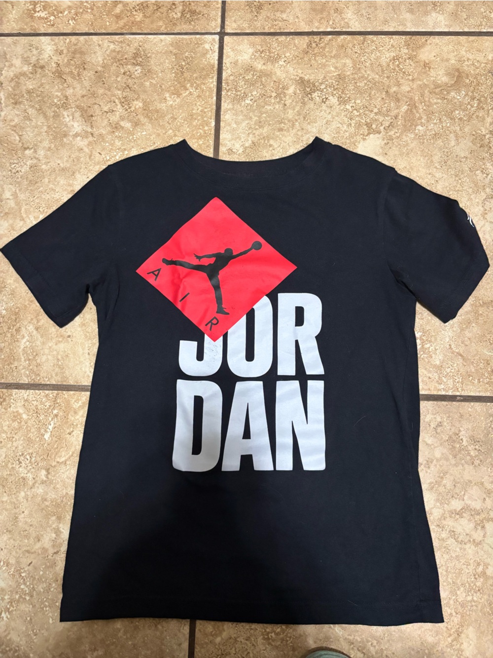 Jordan kids Black Tee with Red Diamond and White Logo
